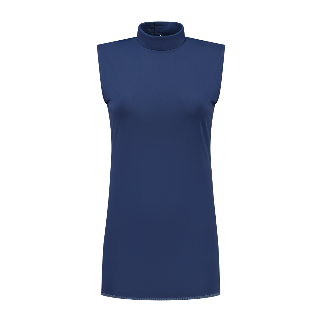 Werkvloer wonder, dresscode dilemma's opgelost 1 Diana top col mouwloos met knoopje voorzijde dames